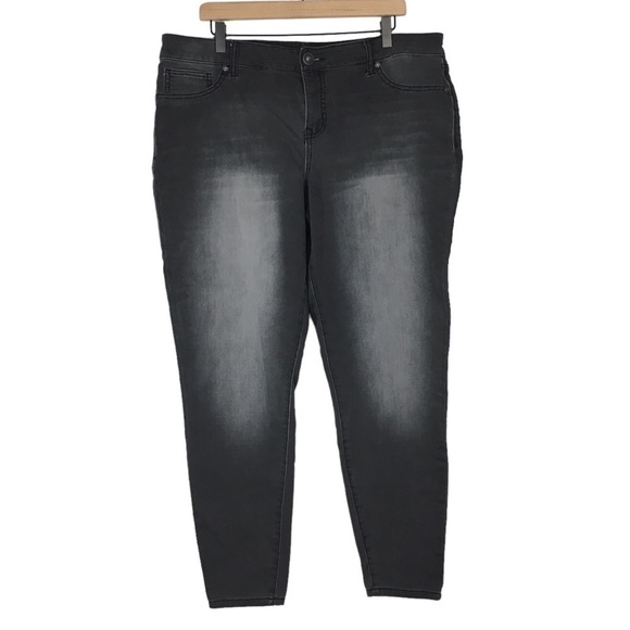 MAURICES Jeans Skinny Jeggings High Rise Faded Grey Black Wash Stretch Size XL-R - Picture 1 of 11